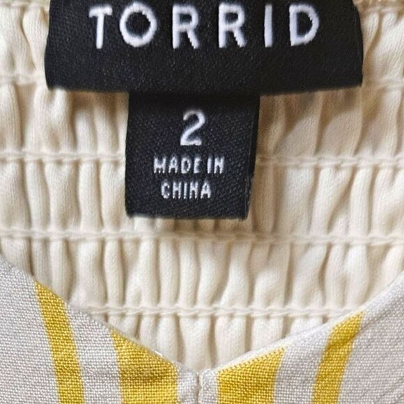 NEW TORRID Plus size maxi yellow & white striped challis sleeveless tiered dress - Picture 11 of 16